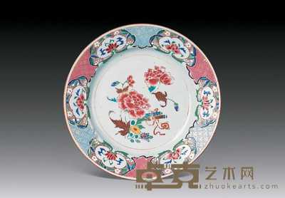 清雍正 粉彩花卉盘 直径23cm